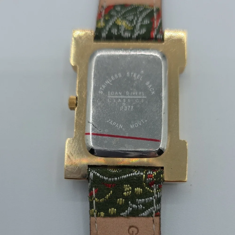 Joan Rivers Shell Face With Crystal Accents and Green Pasley Watch Band